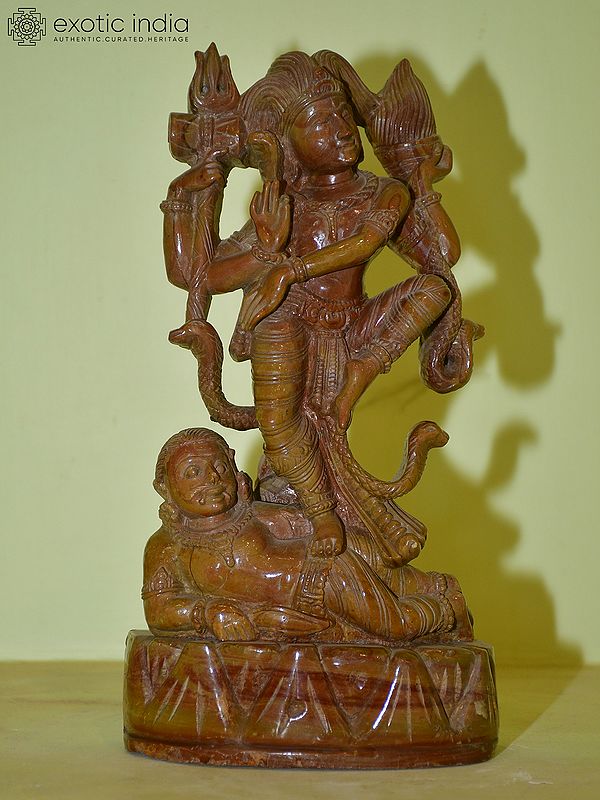 11" Lord Nataraja Statue | Red Stone Statue | Hand Carved