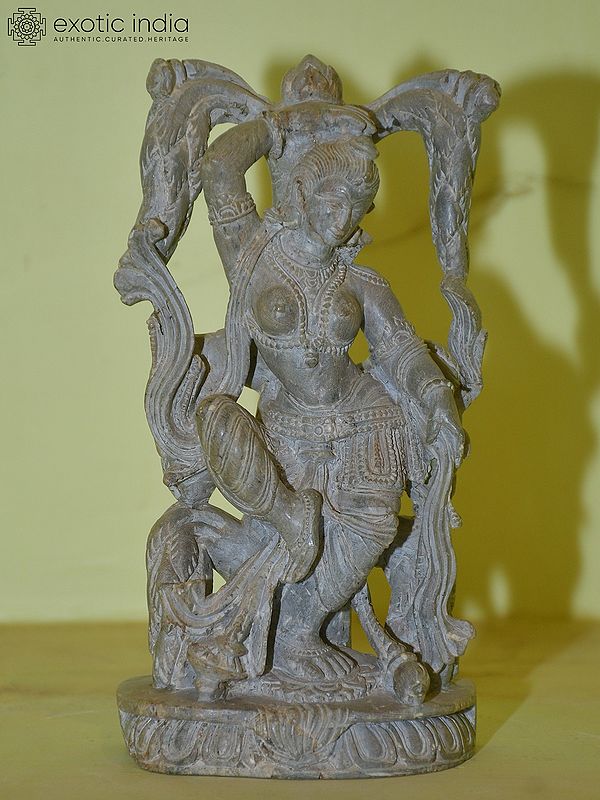7" Dancing Apsara | Orissa Stone Statue | Home Decor | Hand Carved