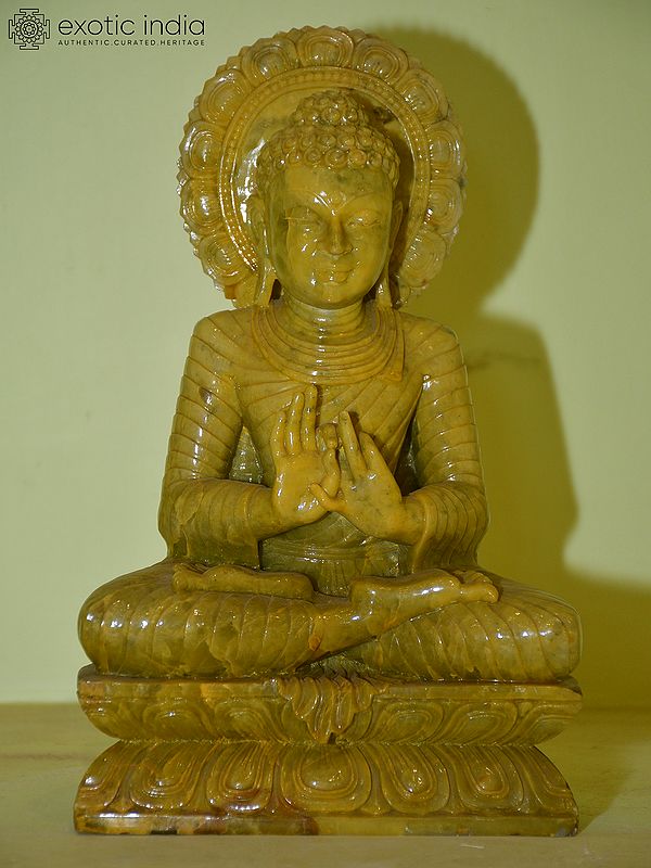 10" Lord Buddha in Dharmachakra Mudra | Orissa Stone Statue | Hand Carved