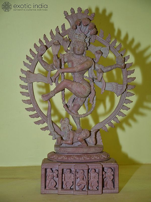 12" Lord of Dance Nataraja " Shiva " | Red Stone Statue | Hand Carved