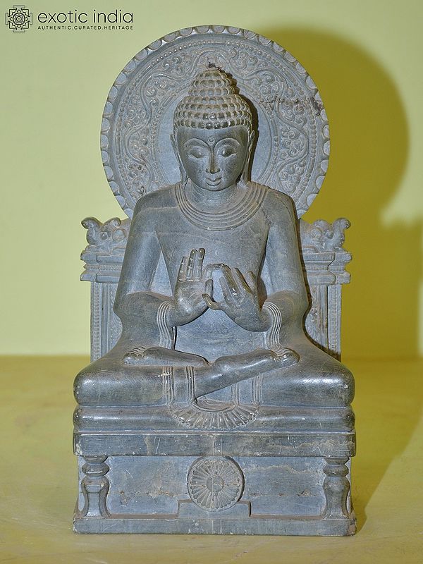 10" Lord Buddha in Dharmachakra Mudra | Orissa Stone Statue | Hand Carved