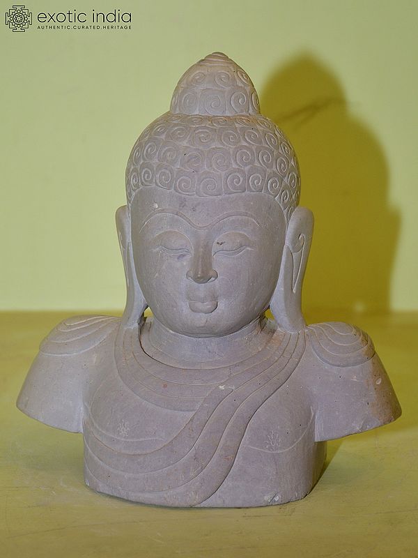 8" Lord Buddha Head | Orissa Stone Statue | Hand Carved