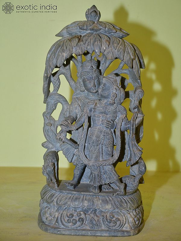 13" Radha Krishna Performing Raas Leela | Orissa Stone Statue | Hand Carved