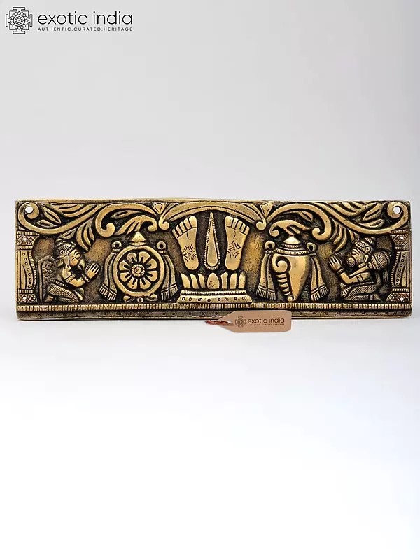 9" Vaishnava Symbols with Garuda and Hanuman | Brass Statue | Wall Hanging