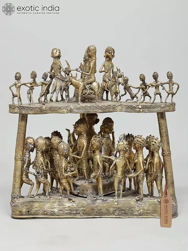 20" Celebration of Tribal Life - The Spirit of Community | Brass Sculpture