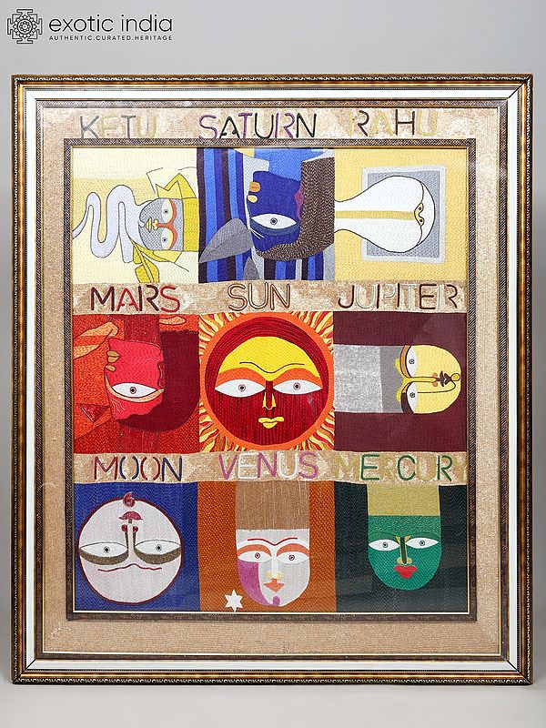 60" Large Nine Cosmic Powers – The Navagraha Panel | Wall Hanging Panel