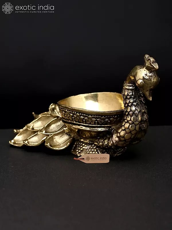 4" Superfine Peacock Oil Lamp with Single Wick in Brass | Made in India