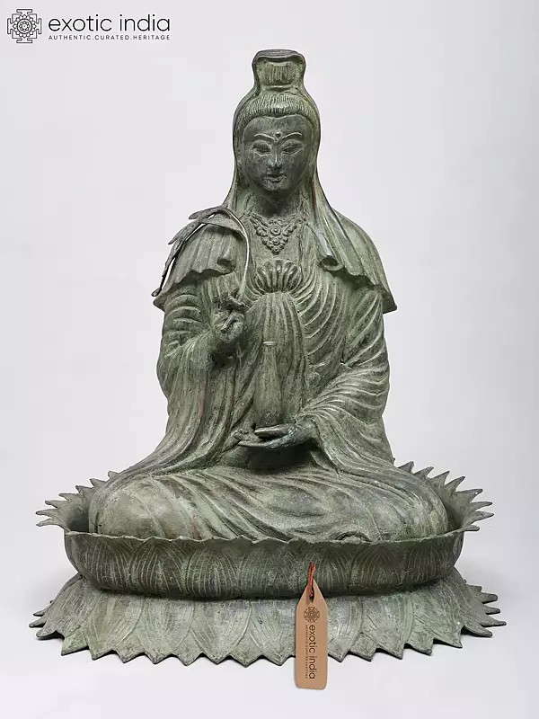 18" Goddess Kwan Yin | Buddhist Brass Statue