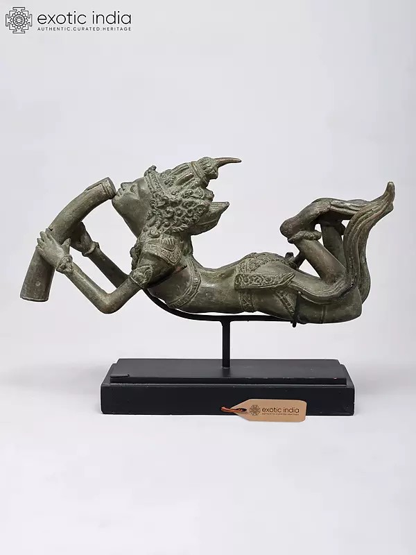 13" Opium Drinker | Brass Statue on Wood Base | Handmade