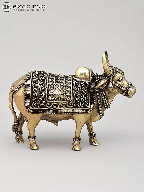 5" Small Superfine Standing Nandi | Brass Statue