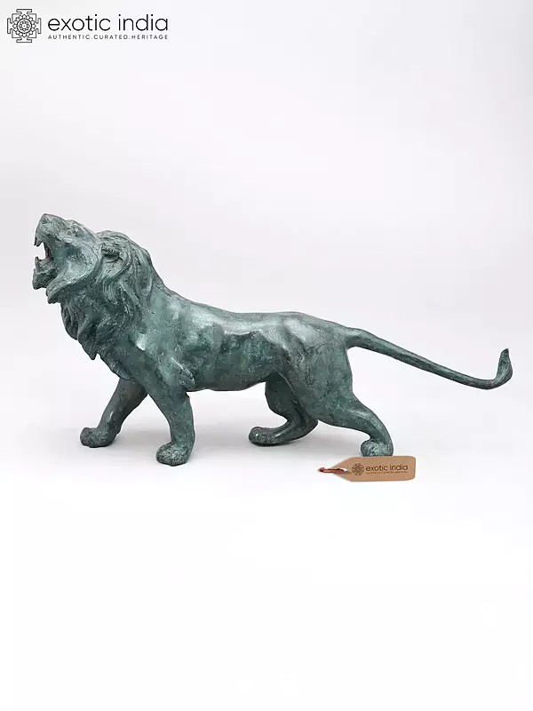 18" Brass Roaring Lion | Home Decor
