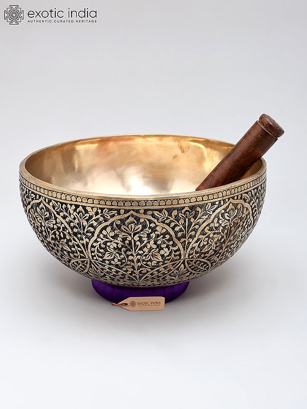 Floral-Etched Tibetan Singing Bowl