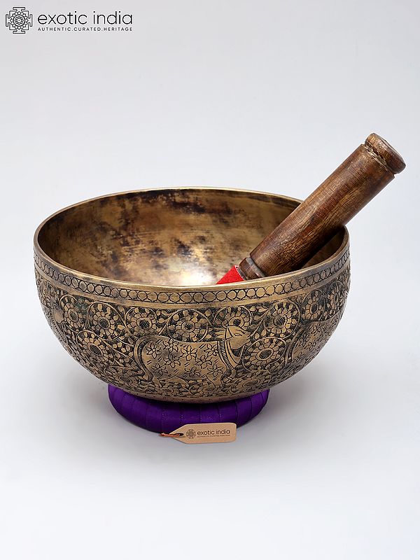 7" Nandi-Engraved Bronze Singing Bowl