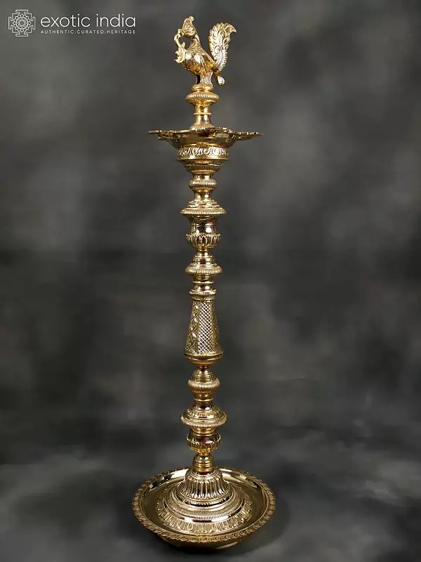 54" Annam Lamp (Peacock Lamp) In Brass | Handmade | Made In India