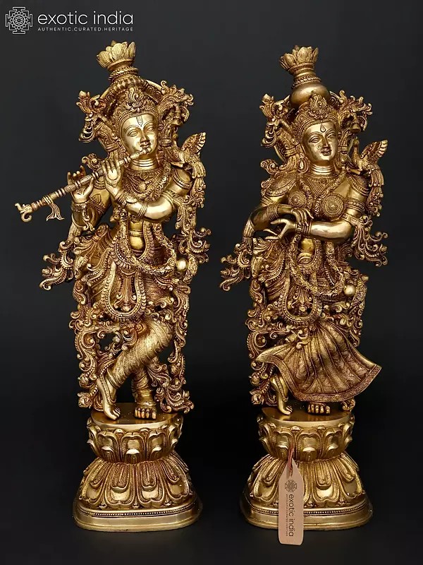 Radha Krishna Brass Statue | Handmade | Made in India