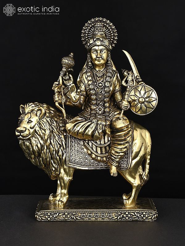 9" Superfine Sherawali Maa (Goddess Durga) | Brass Statue