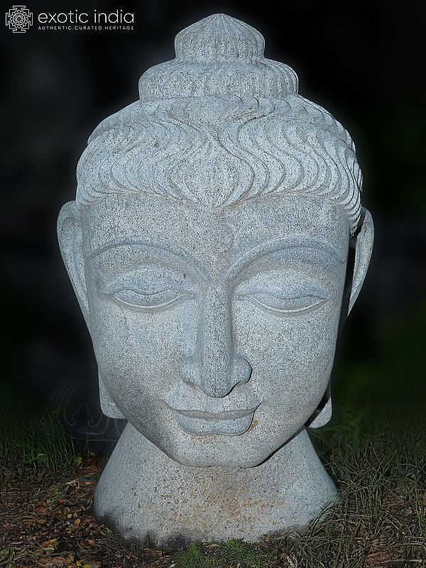 36" Large Sized Lord Buddha Head | Hand Carved | Granite Stone Statue