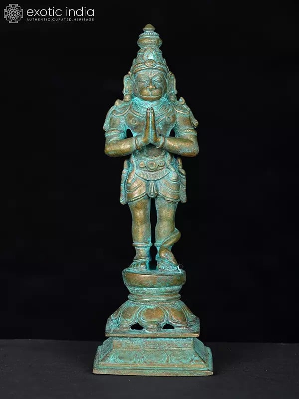 5" Small Standing Lord Hanuman in Blessing Gesture | Bronze Statue