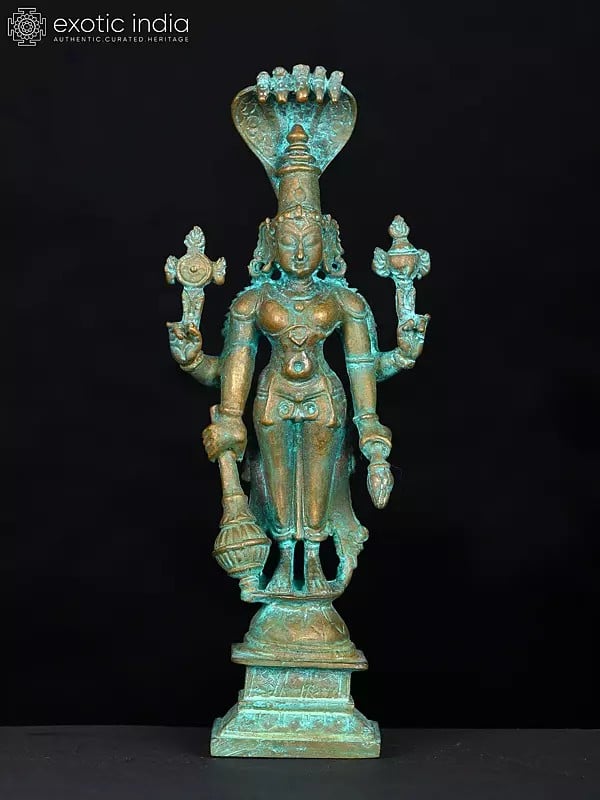 6" Standing Four Armed Lord Vishnu | Bronze Statue