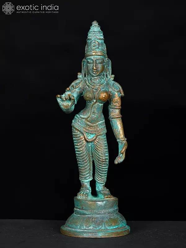 4" Small Standing Goddess Sivagami (Devi Parvati) | Bronze Statue