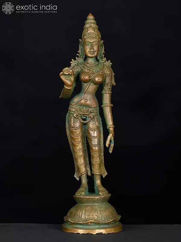 6" Small Standing Goddess Uma (Devi Parvati) | Bronze Statue