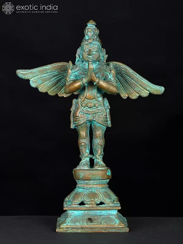 5" Small Standing Garuda in Namaskar Mudra | Bronze Statue