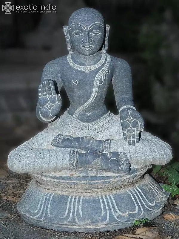 26" Vedanta Desikar Stone Idol | Hand Carved | Granite Stone Statue