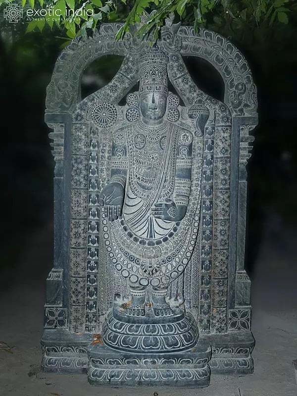 82" Lord Tirupati Balaji Stone Idol | Hand Carved | Granite Stone Statue