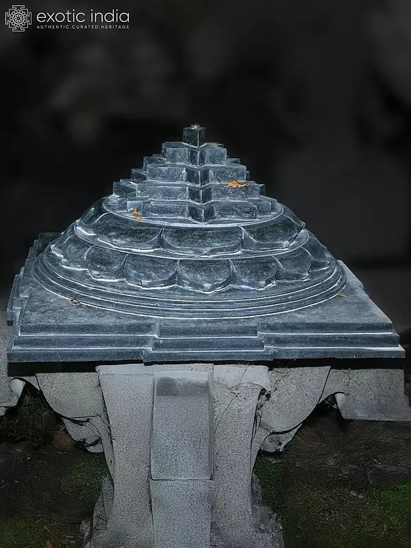 24" Shri Yantra In Granite Stone | Hand Carved | Granite Stone Statue