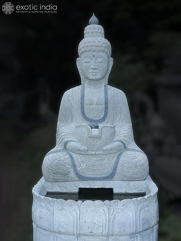 84" Large Sized Statue Of Lord Buddha Seated On Pedstal | Hand Carved | Granite Stone Statue