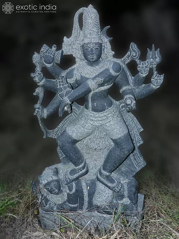 55" Lord Shiva As Nataraja In Stone Idol | Granite Stone Statue