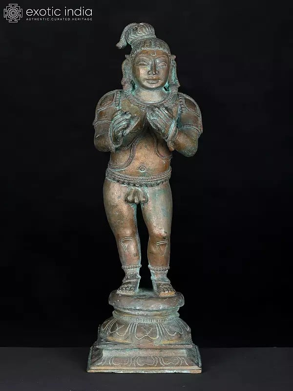 11" Bal Krishna Playing Manjira | Bronze Statue