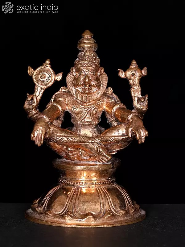 3" Small Lord Narasimha in Yoga Mudra | Bronze Statue