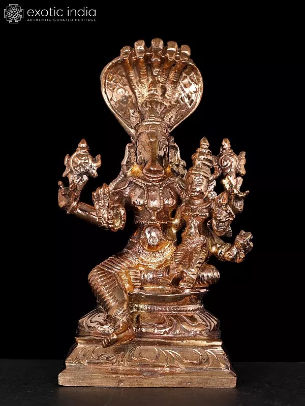 3" Small Lord Hayagriva with Goddess Lakshmi | Bronze Statue