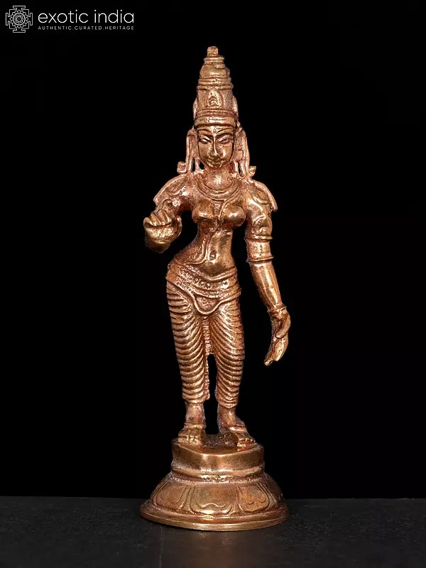 4" Small Standing Goddess Uma (Devi Parvati) | Bronze Statue