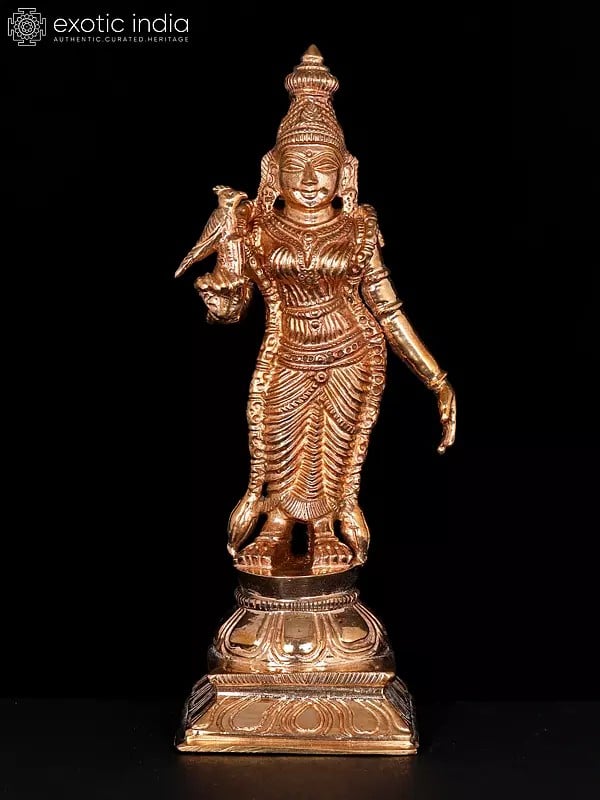 6" Small Standing Goddess Meenakshi | Bronze Statue