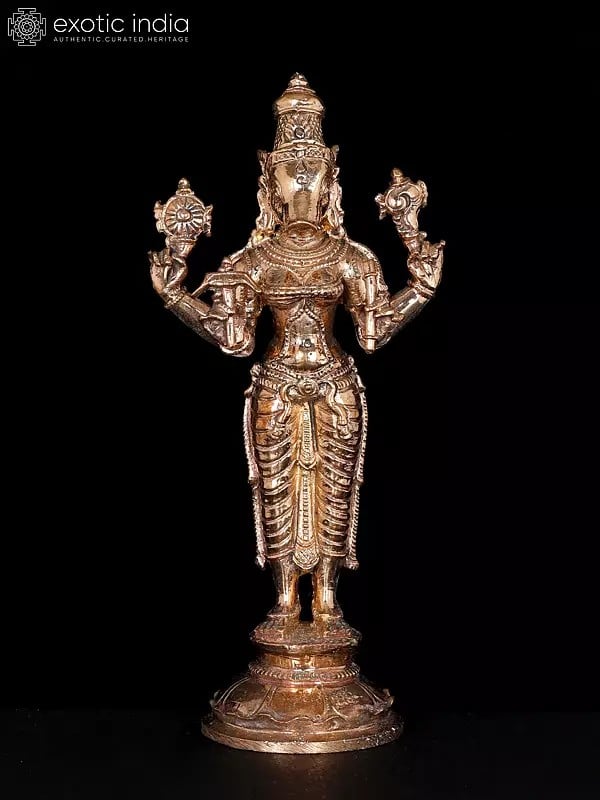 5" Small Standing Goddess Varahi Bronze Statue