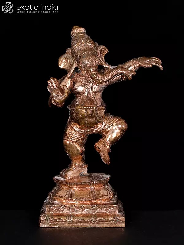 3" Small Dancing Lord Ganesha | Bronze Statue