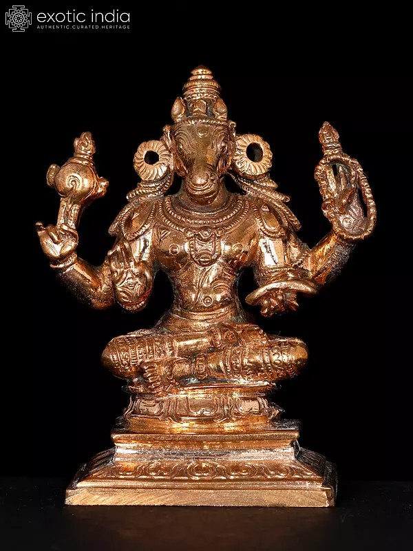 3" Small Sitting Lord Hayagriva | Bronze Statue