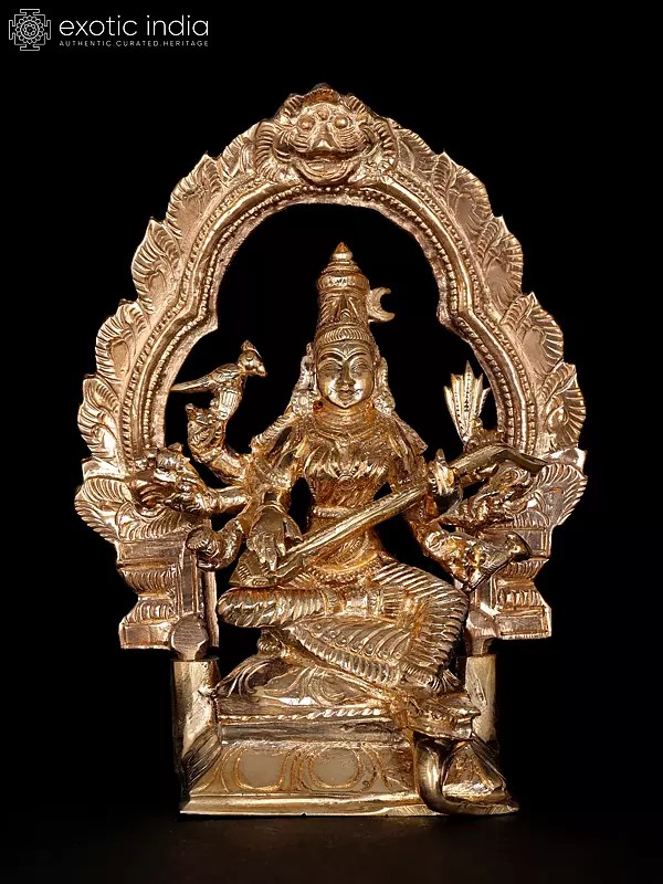 6" Small Goddess Matangi - One of The Ten Mahavidyas | Bronze Statue