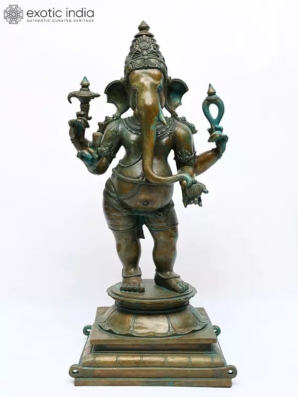 24" Standing Four Armed Lord Ganesha | Bronze Statue