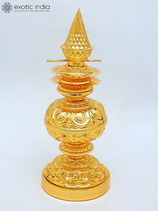 Brass Temple Kalash with Gold Plating