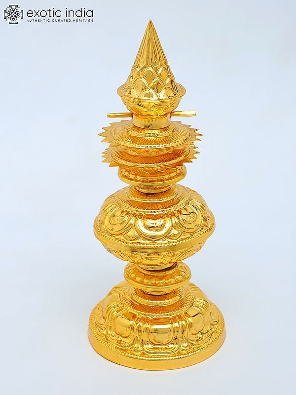 Brass Temple Kalash with Gold Plating