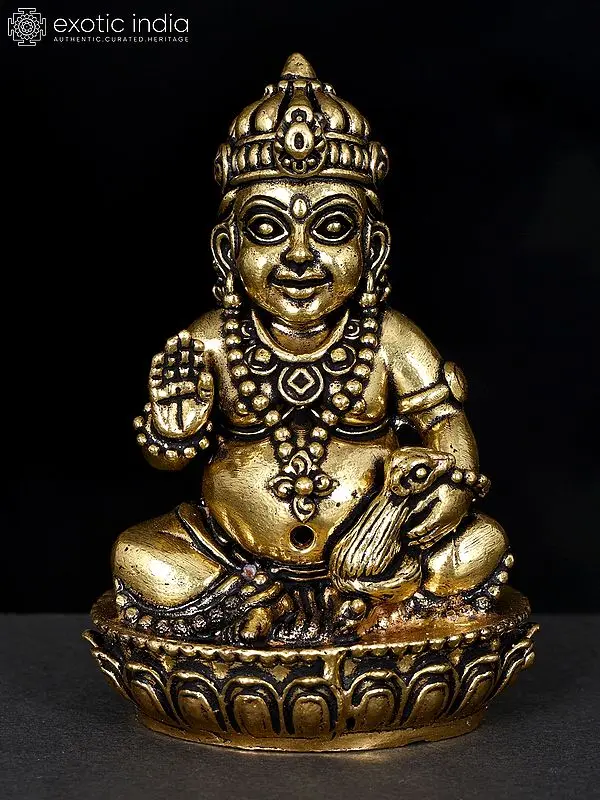 2" Small Superfine Blessing Lord Kubera | Brass Statue