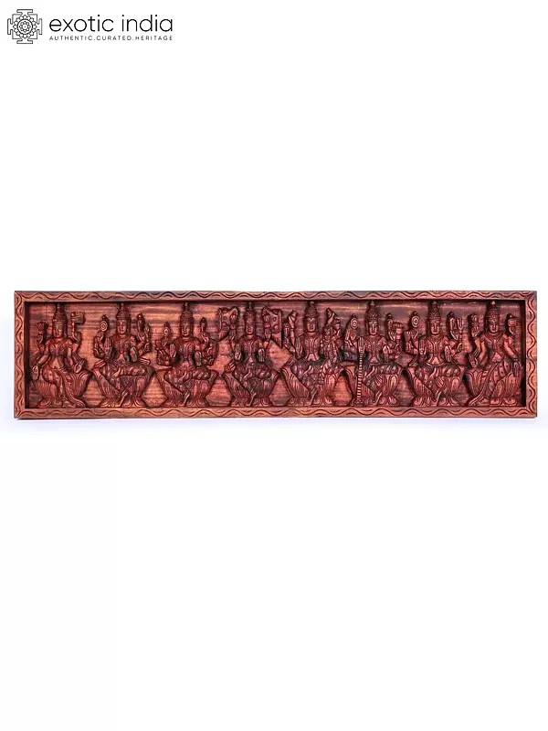 48" Large Wooden Wall Panel of Ashta Lakshmi