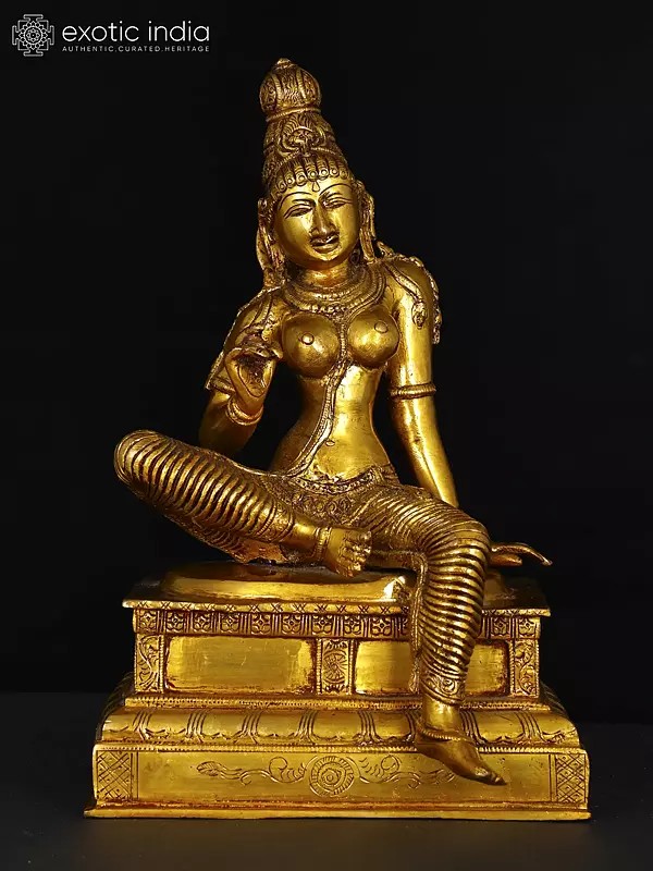 10" Parvati in Lalita Roop: Beauteous Aspect | Handmade Brass Statue | Made in India