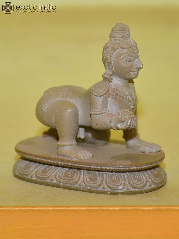 3" Lord Krishna - Laddu Gopal | Orissa Stone Statue | Exquisite Handmade Indian Art