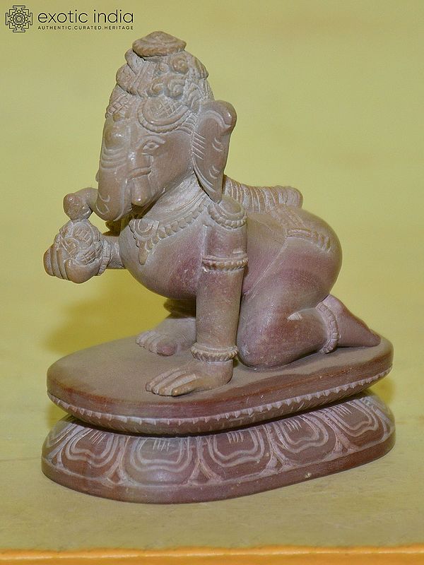 3" Laddu Ganesha | Orissa Stone Statue | Exquisite Handmade Indian Art