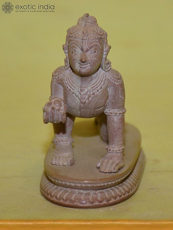 3" Lord Krishna - Laddu Gopal | Orissa Stone Statue | Exquisite Handmade Indian Art