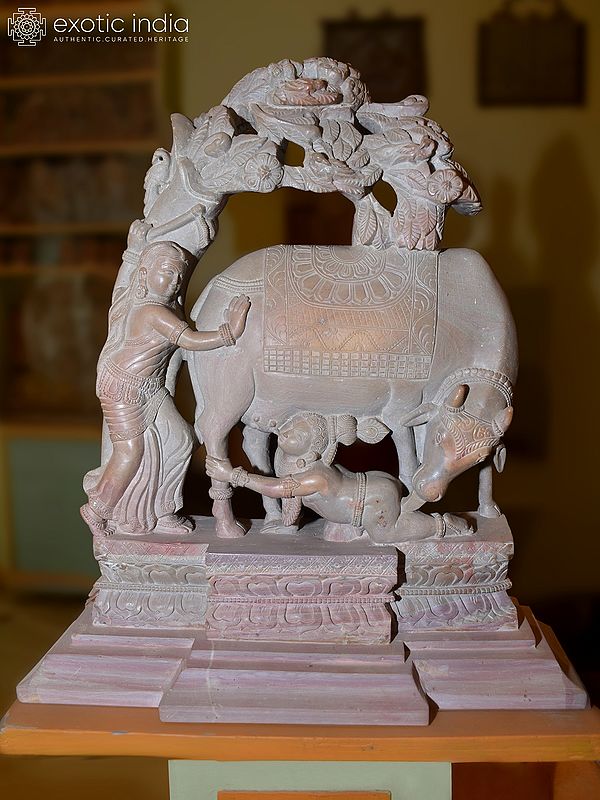 17" Mother Yashoda is looking at Lord Kanhaiya | Orissa Stone Statue | Exquisite Handmade Indian Art